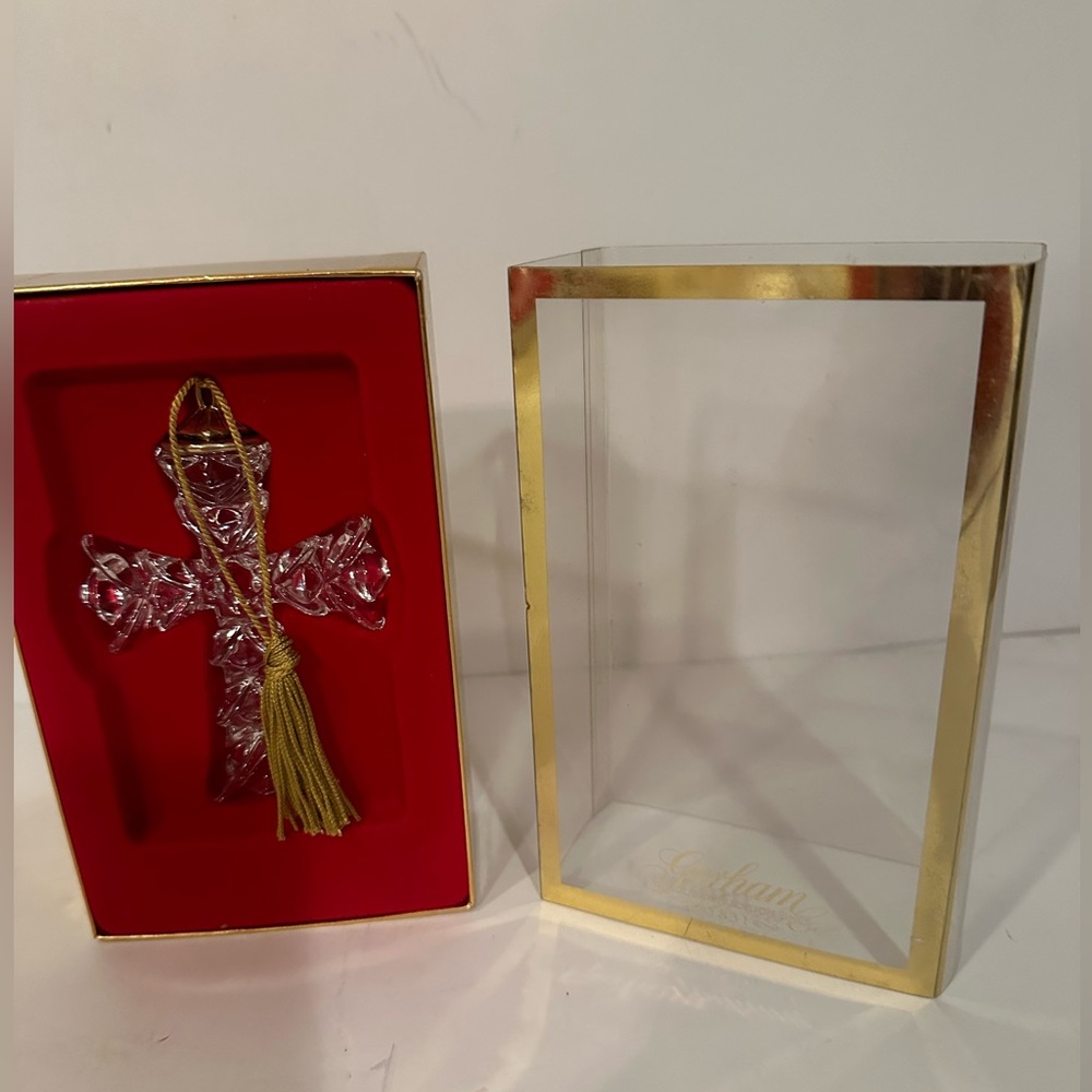 Gorham Lead Crystal Antique Gold Cross Ornament